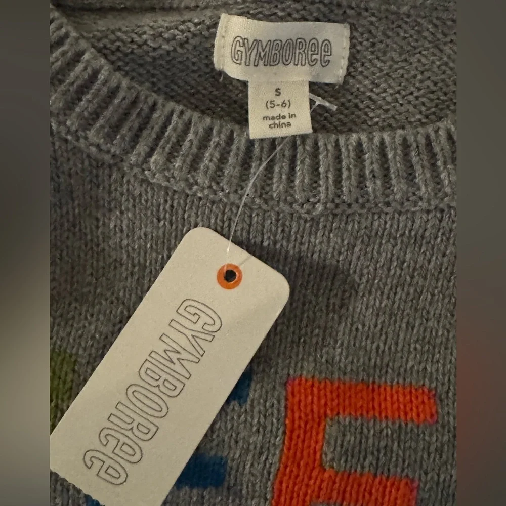 Gymboree Weekend Vibe Knit Sweater Gray Boys Size 5/6 NWT